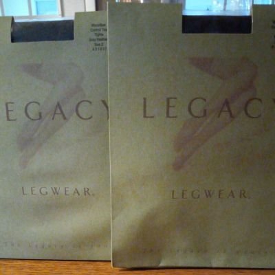 2 Pairs Legacy Legwear Microfiber Control Top Tights Grey & Brown Size D A31857